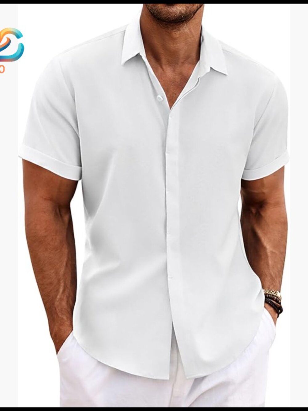 Men's Linen Button Down Shirt Short Sleeve Casual Summer Beach Wedding